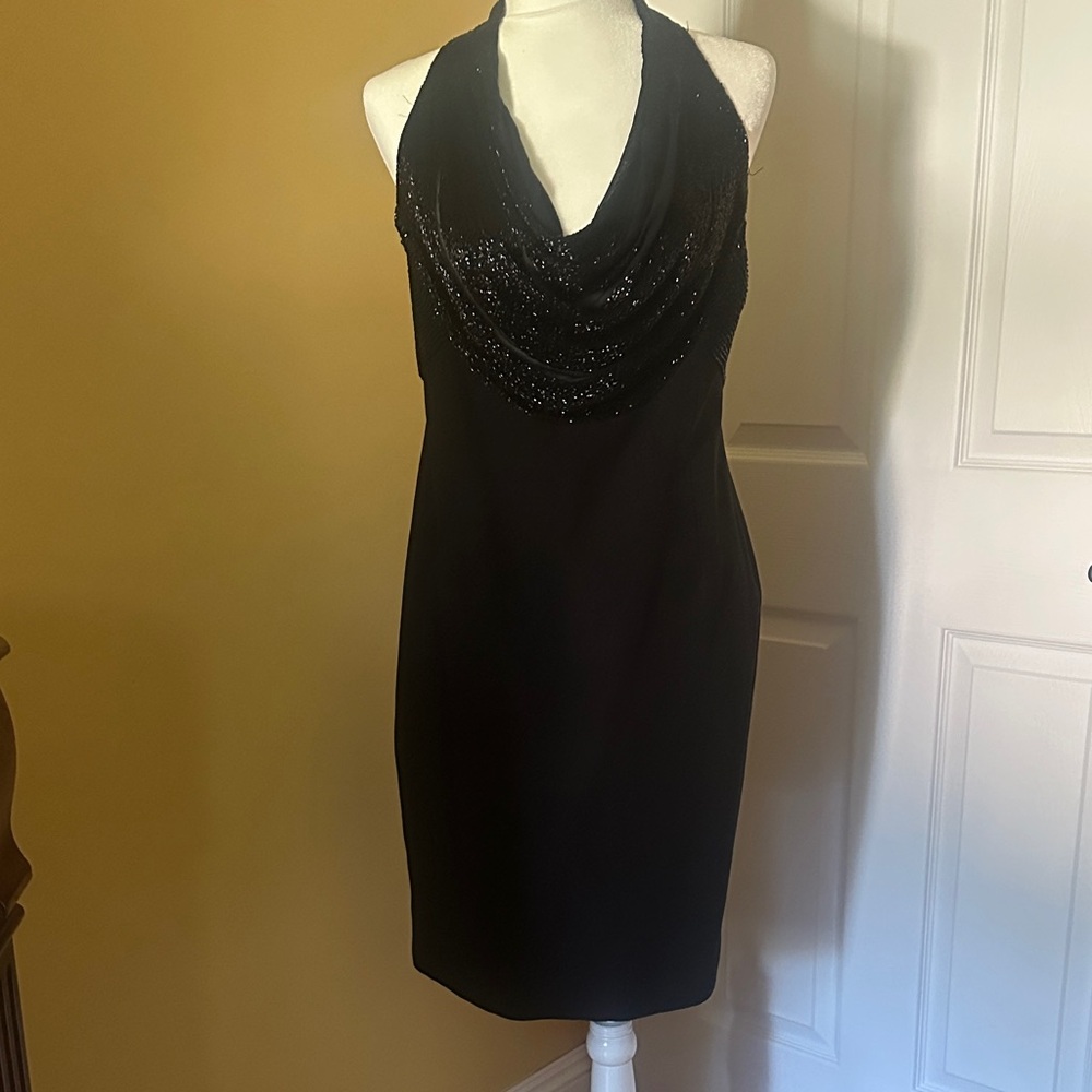 Carmen Marc Valvo Black Backless Dress